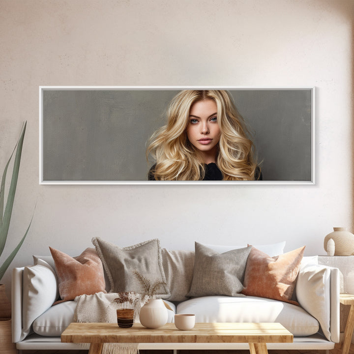 Blonde Waves Painted Canvas Print, Hair Salon Art, Afrocentric Art, Living Room Decor, Fine Art, Style, Statement Artwork, HSA-3x1-8