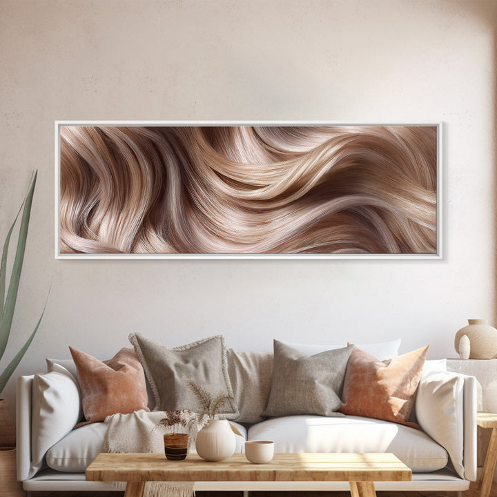 Blonde Waves Painted Canvas Print, Hair Salon Art, Art, Living Room Decor, Fine Art, Style, Black Art Prints, African Art, HSA-3x1-80