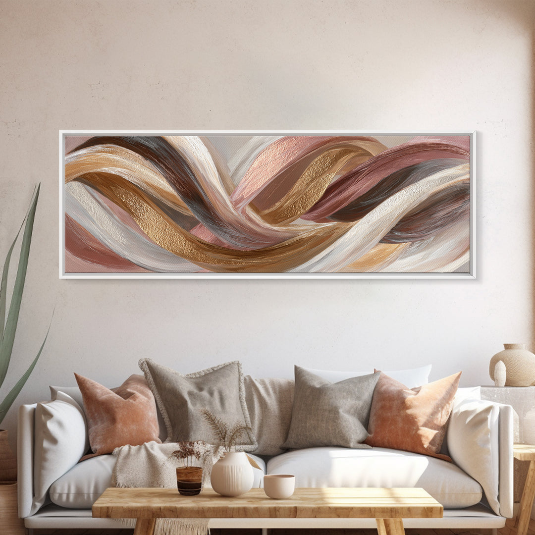 Hair Strands Turning into Abstract Ribbons Canvas Print, Hair Salon Art, Black Woman Wall Art, Living Room Decor, Abstract Art, HSA-3x1-85