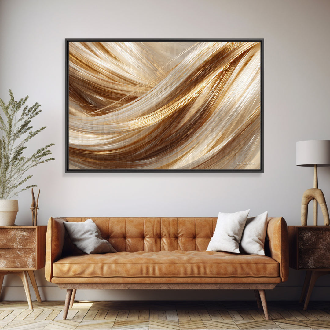 Hair Strands Turning into Abstract Ribbons Canvas Print, Hair Salon Art, Minimalist Wall Art, Living Room Decor, Abstract Art, HSA-3x2-1