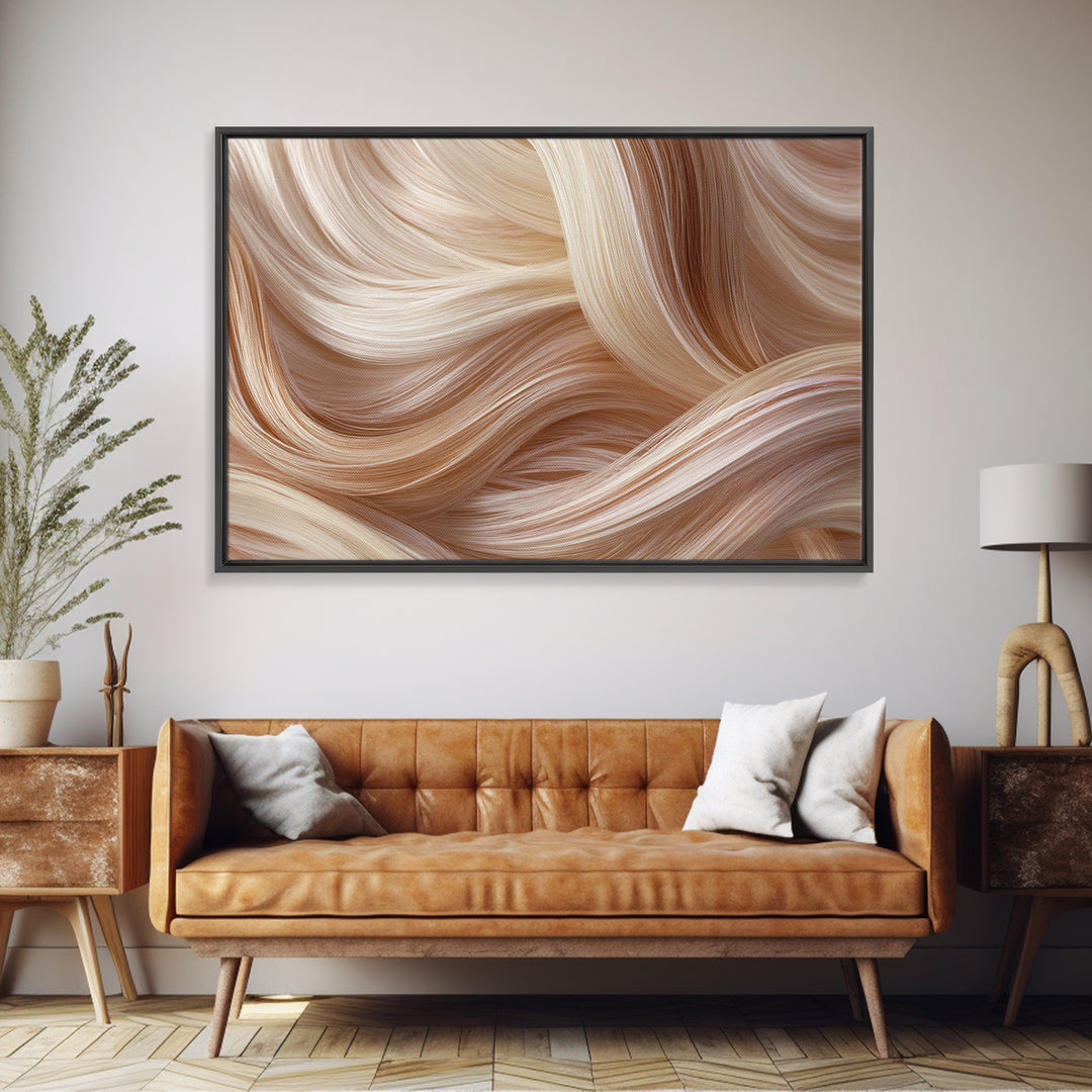 Blonde Waves Painted Framed Canvas Print, Hair Salon Art, Black Art Prints, Living Room Decor, Style, Hairdresser Gift, HSA-3x2-20
