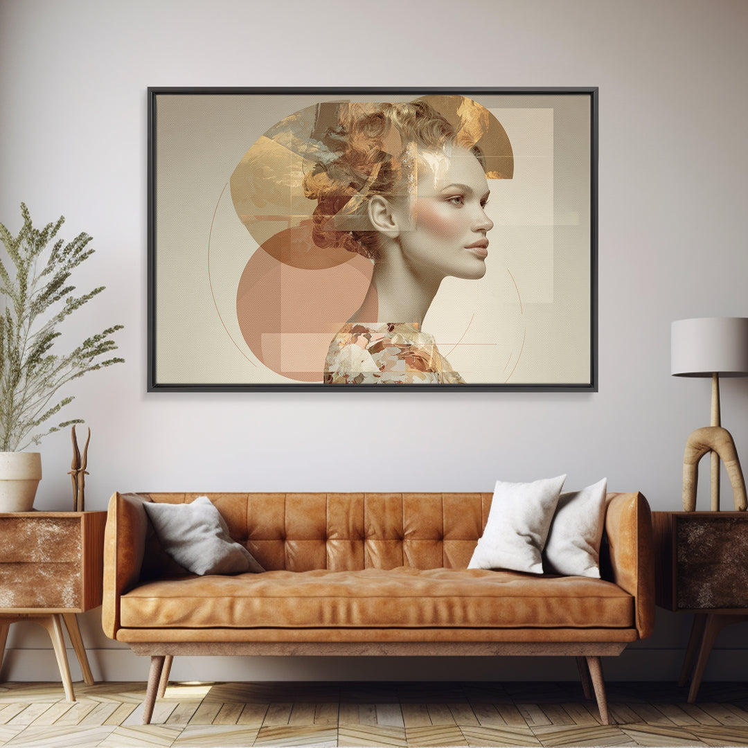Mod 1960s Beauty Portrait Framed Canvas Print, Hair Salon Art, Black Woman Art, Living Room Decor, Style, Hairdresser Gifts, HSA-3x2-23