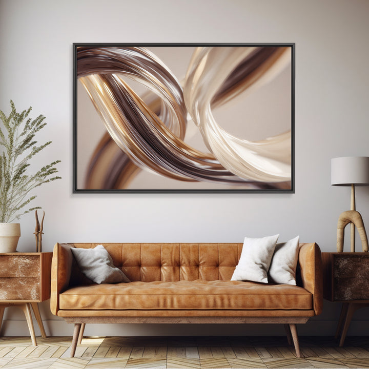 Hair Strands Turning into Abstract Ribbons Framed Canvas Print, Hair Salon Art, Digital Download Art, Living Room Decor, Style, HSA-3x2-25