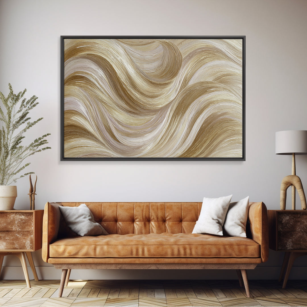 Abstract Hair Strands Forming Elegant Waves Framed Canvas Print, Hair Salon Art, Hairstylist, Living Room Decor, Abstract Art, HSA-3x2-31