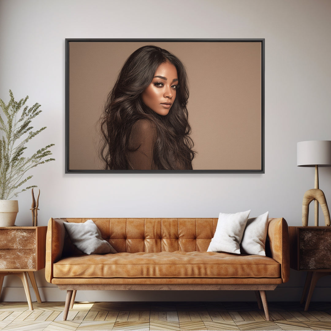 Glamour Face Portrait Framed Canvas Print, Hair Salon Art, Digital Download Art, Living Room Decor, Fine Art, Style, Home Decor, HSA-3x2-36