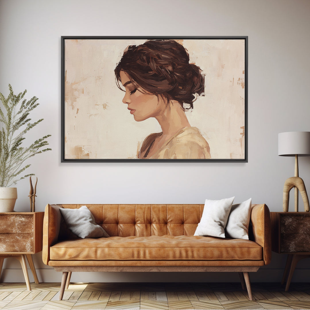 Braided Hairstyle Study Framed Canvas Print, Hair Salon Art, Gallery Decor, Living Room Decor, Fine Art, Style, Wall Art, HSA-3x2-39