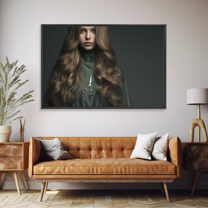 Copper Hair Silhouette Canvas Print, Hair Salon Art, Minimalist Wall Art, Living Room Decor, Fine Art, Style, Hair Stylist, HSA-3x2-62