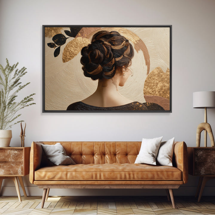 Braided Hairstyle Study Framed Canvas Print, Hair Salon Art, Black Wall Art, Living Room Decor, Style, Afrocentric Art, HSA-3x2-63
