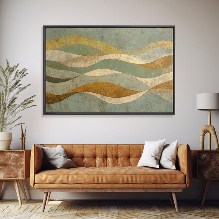Abstract Hair Strands Forming Elegant Waves Framed Canvas Print, Hair Salon Art, Salon Sign, Living Room Decor, Abstract Art, HSA-3x2-79