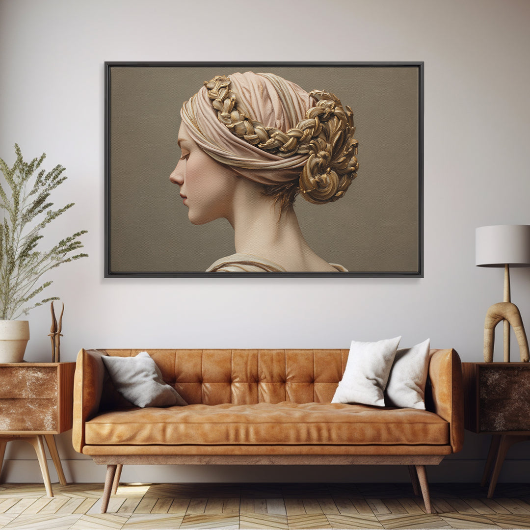 Braided Hairstyle Study Framed Canvas Print, Hair Salon Art, Modern Decor, Living Room Decor, Fine Art, Style, Wall Decor, HSA-3x2-87