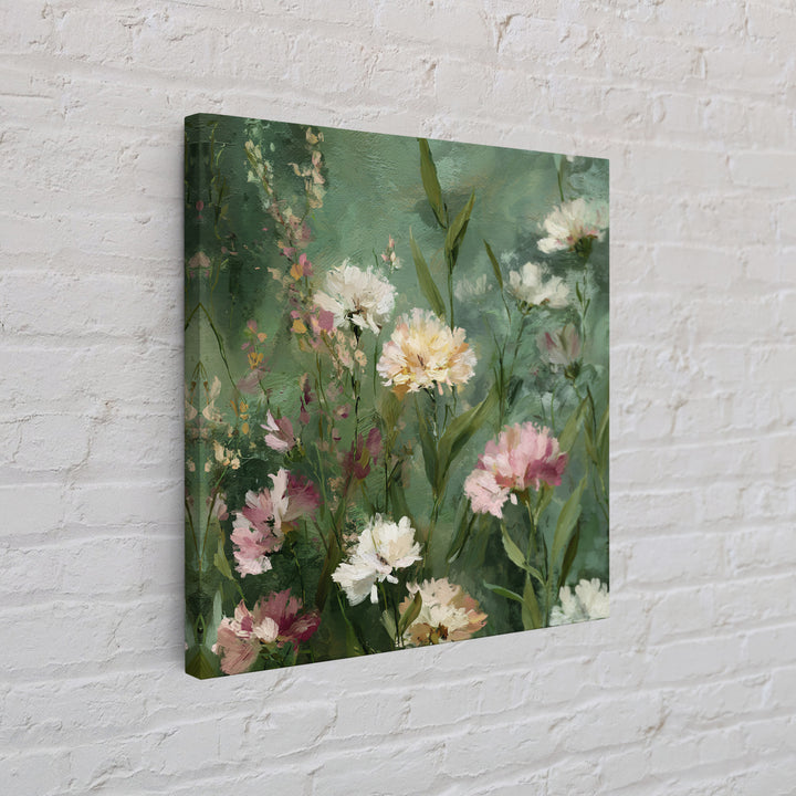 Wildflower Field in Loose Pastel Strokes Framed Canvas Print, Impressionist Art, Gallery Decor, Living Room Decor, Impression, IMP-1x1-32