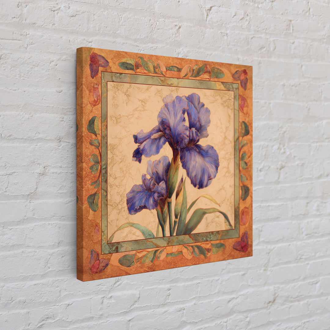 Iris Garden with Blue Violet Strokes Framed Canvas Print, Impressionist Art, Textured Wall Art, Living Room Decor, Impression, IMP-1x1-44
