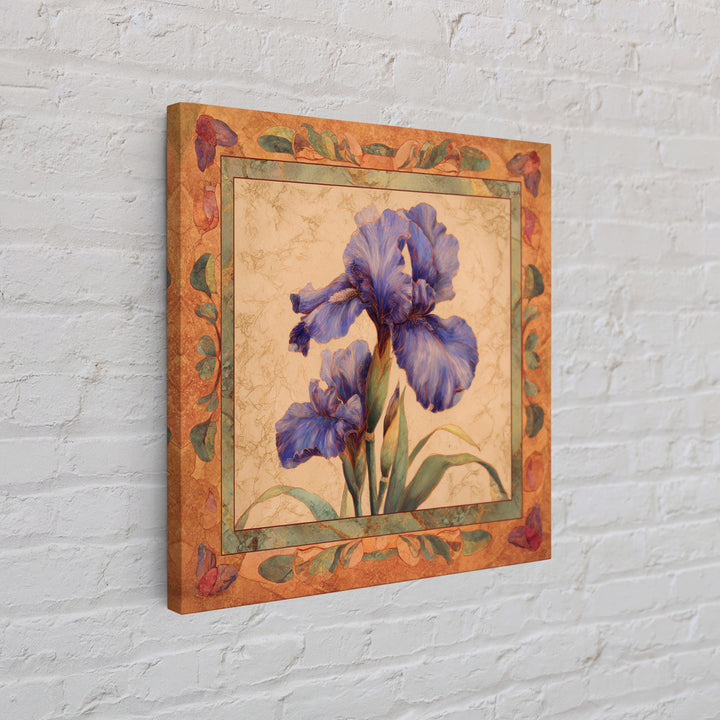 Iris Garden with Blue Violet Strokes Framed Canvas Print, Impressionist Art, Textured Wall Art, Living Room Decor, Impression, IMP-1x1-44