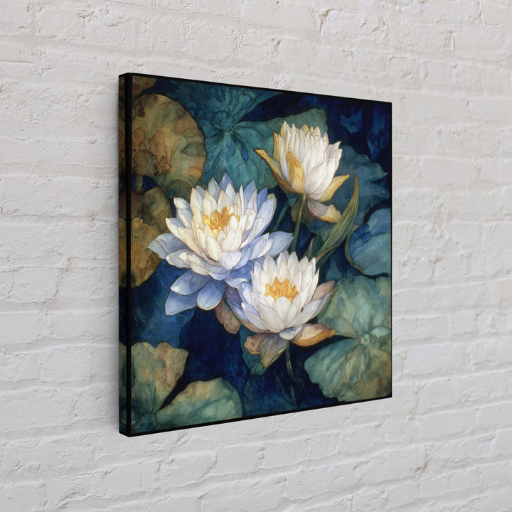 Water Lilies Floating on a Sunlit Pond Canvas Print, Impressionist Art, Room Decor, Living Room Decor, Fine Art, Impression, IMP-1x1-49