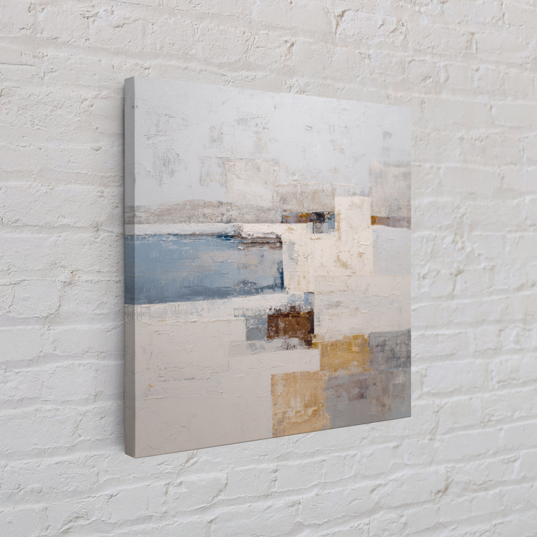 Soft Seaside Cliffs Framed Canvas Print, Impressionist Art, Textured Painting, Living Room Decor, Fine Art, Impression, IMP-1x1-53