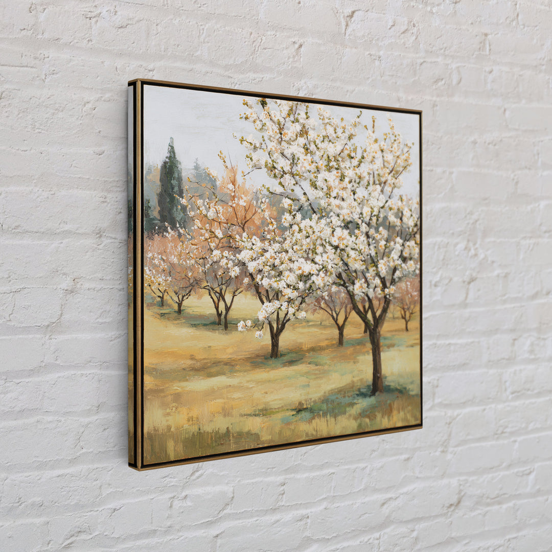 Spring Orchard with Blossoming Trees Canvas Print, Impressionist Art, Living Room Art, Living Room Decor, Oil Painting, IMP-1x1-54