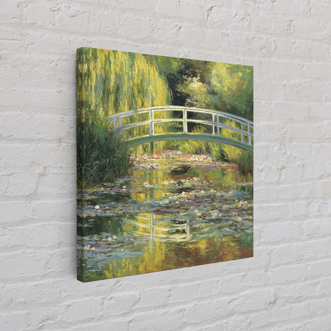 Water Garden Bridge Framed Canvas Print, Impressionist Art, Landscape Art, Living Room Decor, Fine Art, Impression, IMP-1x1-66