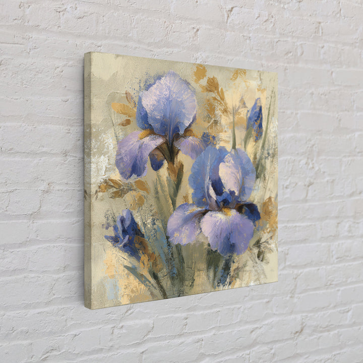 Iris Garden with Blue Violet Strokes Framed Canvas Print, Impressionist Art, Modern Art, Living Room Decor, Oil Painting, IMP-1x1-68