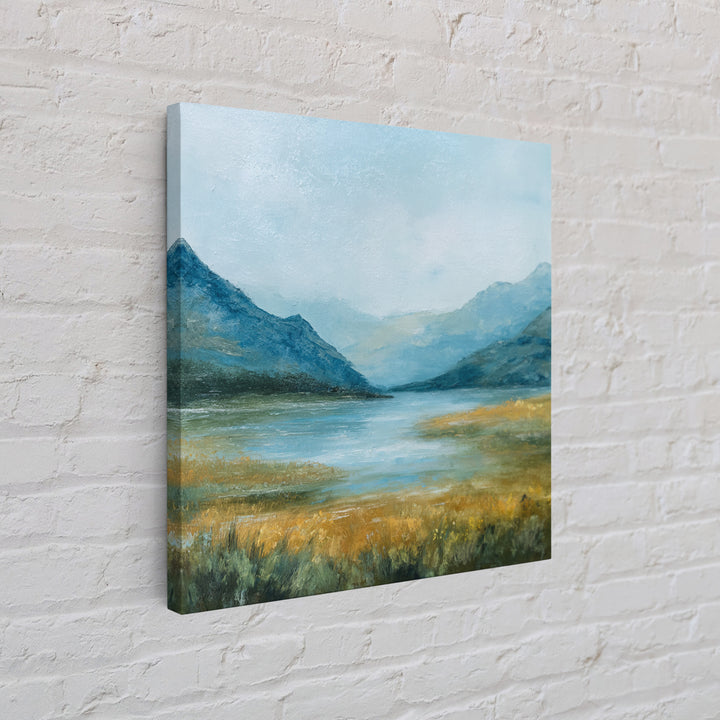 Mountain Lake with Sparkling Reflections Framed Canvas Print, Impressionist Art, Landscape Art, Living Room Decor, Impression, IMP-1x1-72