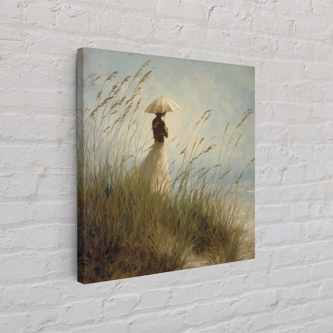 Woman with Parasol in Breezy Meadow Canvas Print, Impressionist Art, Statement Artwork, Living Room Decor, Fine Art, Impression, IMP-1x1-75