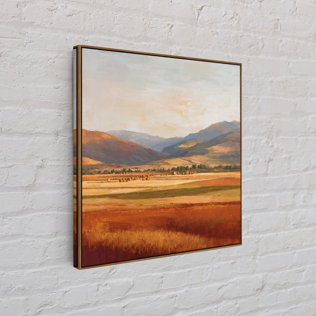 Haystacks Glowing at Golden Hour Canvas Print, Impressionist Art, Gallery Wall Art, Living Room Decor, Fine Art, Impression, IMP-1x1-76