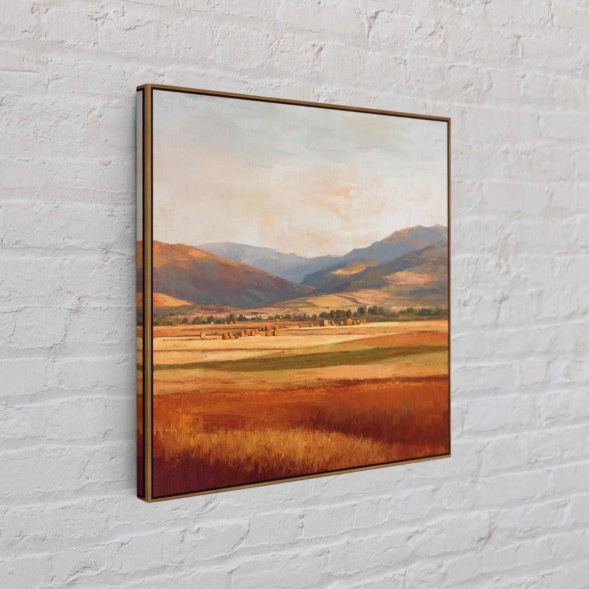 Haystacks Glowing at Golden Hour Canvas Print, Impressionist Art, Gallery Wall Art, Living Room Decor, Fine Art, Impression, IMP-1x1-76