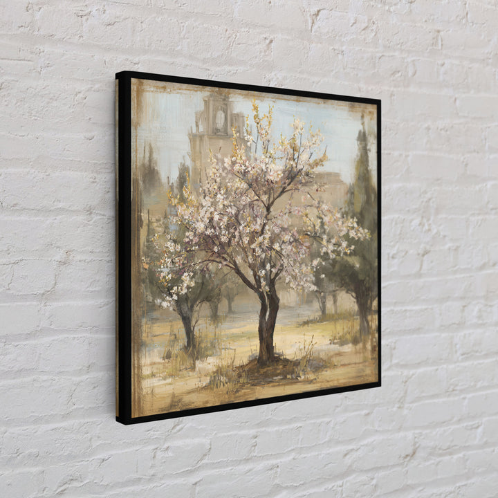 Spring Orchard with Blossoming Trees Framed Canvas Print, Impressionist Art, Statement Artwork, Living Room Decor, Impression, IMP-1x1-78