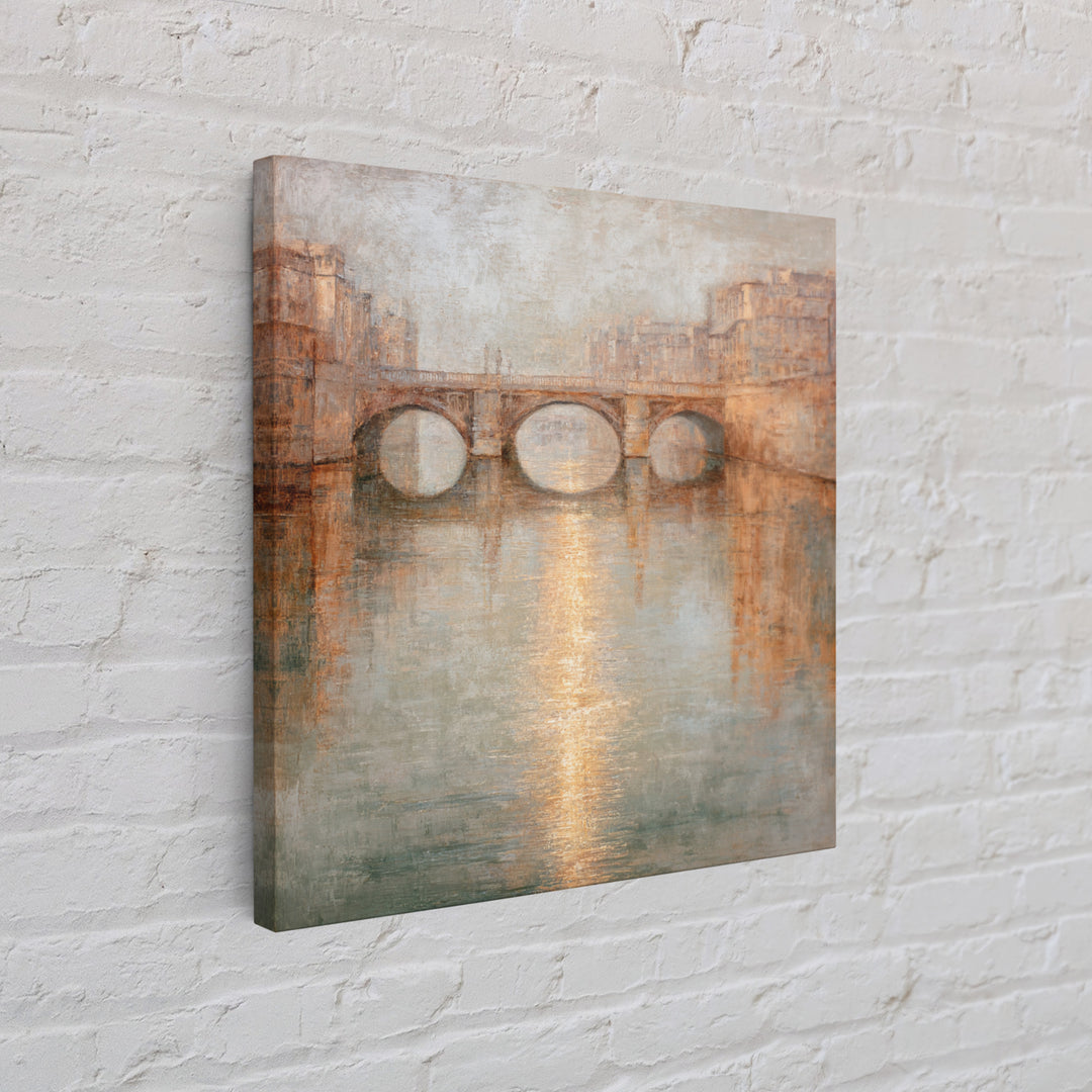 Paris Bridge Reflected Framed Canvas Print, Impressionist Art, Boho Decor, Living Room Decor, Oil Painting, Impression, IMP-1x1-79