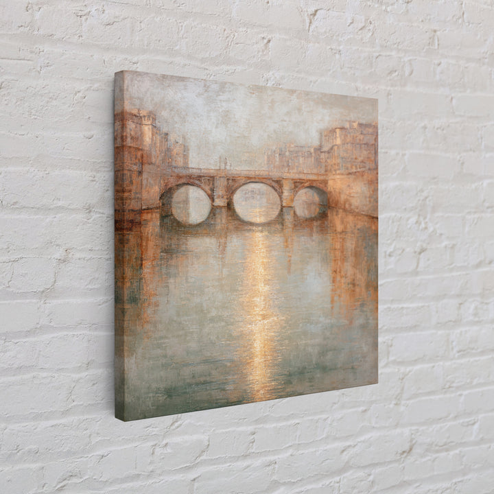 Paris Bridge Reflected Framed Canvas Print, Impressionist Art, Boho Decor, Living Room Decor, Oil Painting, Impression, IMP-1x1-79