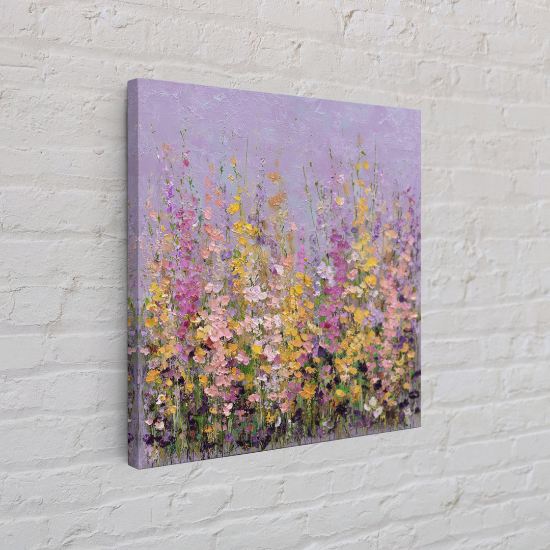 Wildflower Field in Loose Pastel Strokes Canvas Print, Impressionist Art, Fine Art Print, Living Room Decor, Impression, IMP-1x1-80