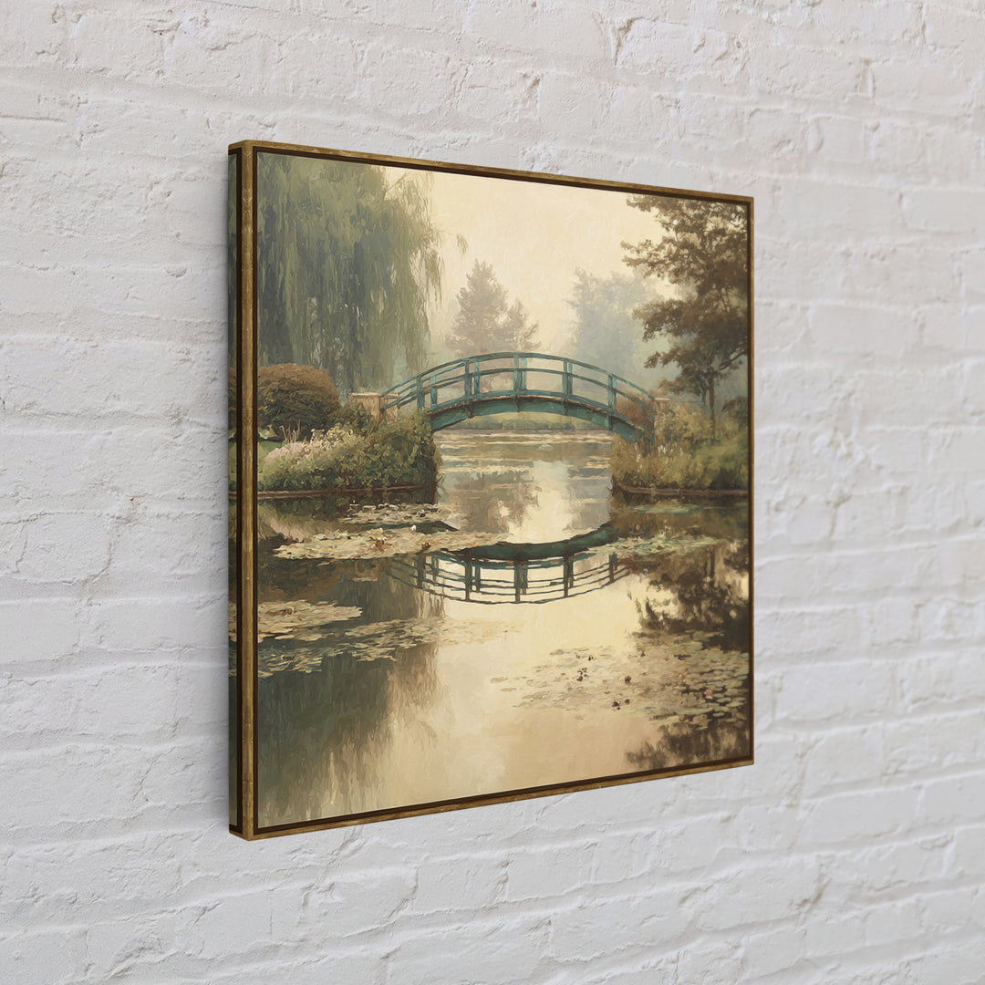 Water Garden Bridge Canvas Print, Impressionist Art, Neutral Decor, Living Room Decor, Oil Painting, Impression, Home Decor, IMP-1x1-90