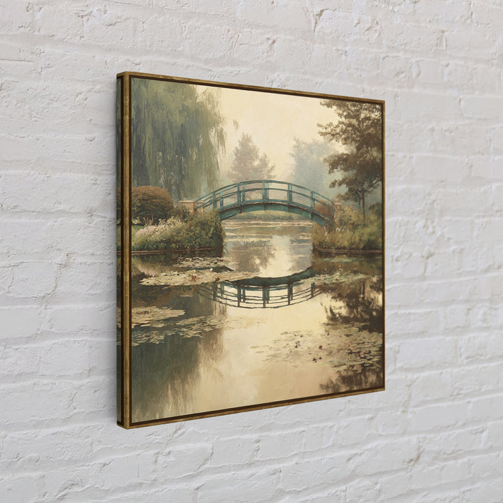 Water Garden Bridge Canvas Print, Impressionist Art, Neutral Decor, Living Room Decor, Oil Painting, Impression, Home Decor, IMP-1x1-90