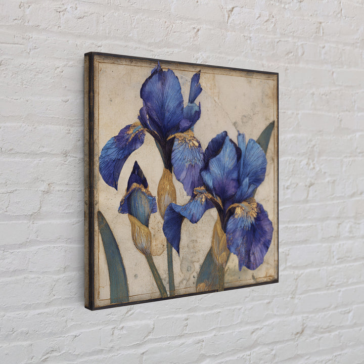 Iris Garden with Blue Violet Strokes Canvas Print, Impressionist Art, Flower Print, Living Room Decor, Watercolor Art, IMP-1x1-92