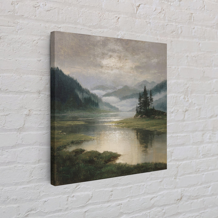 Mountain Lake with Sparkling Reflections Canvas Print, Impressionist Art, Original Painting, Living Room Decor, Impression, IMP-1x1-96