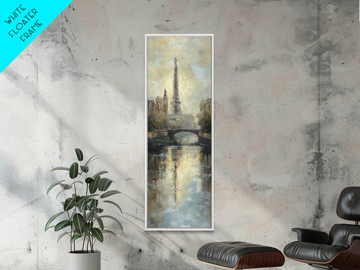 Paris Bridge Reflected Framed Canvas Print, Impressionist Art, Farmhouse Decor, Living Room Decor, Fine Art, Impression, IMP-1x3-19