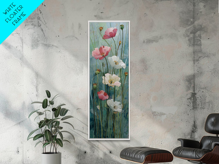 Poppies Blowing Through Green Grass Framed Canvas Print, Impressionist Art, Painting, Living Room Decor, Fine Art, Impression, IMP-1x3-24