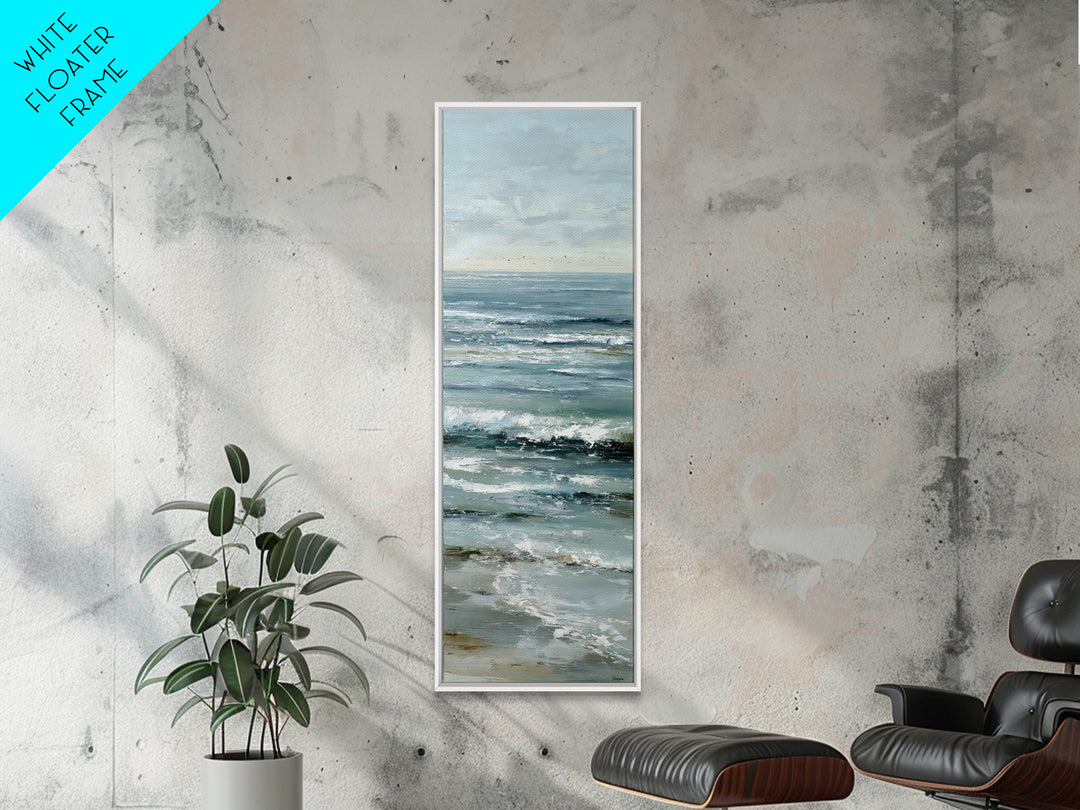 Coastal Beach Figures Framed Canvas Print, Impressionist Art, Wall Art Framed, Living Room Decor, Fine Art, Impression, IMP-1x3-31