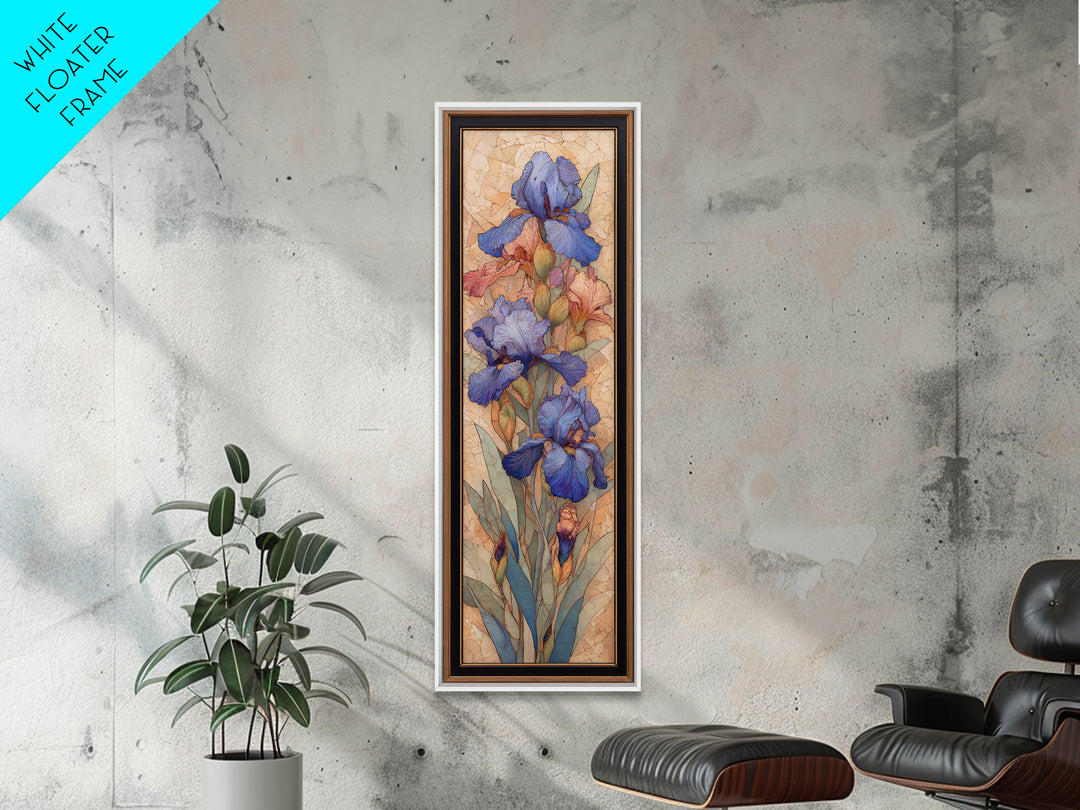 Iris Garden with Blue Violet Strokes Canvas Print, Impressionist Art, Living Room Decor, Watercolor Art, Impression, IMP-1x3-32