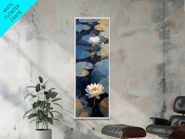 Water Lilies Floating on a Sunlit Pond Canvas Print, Impressionist Art, Minimalist Decor, Living Room Decor, Impression, IMP-1x3-37