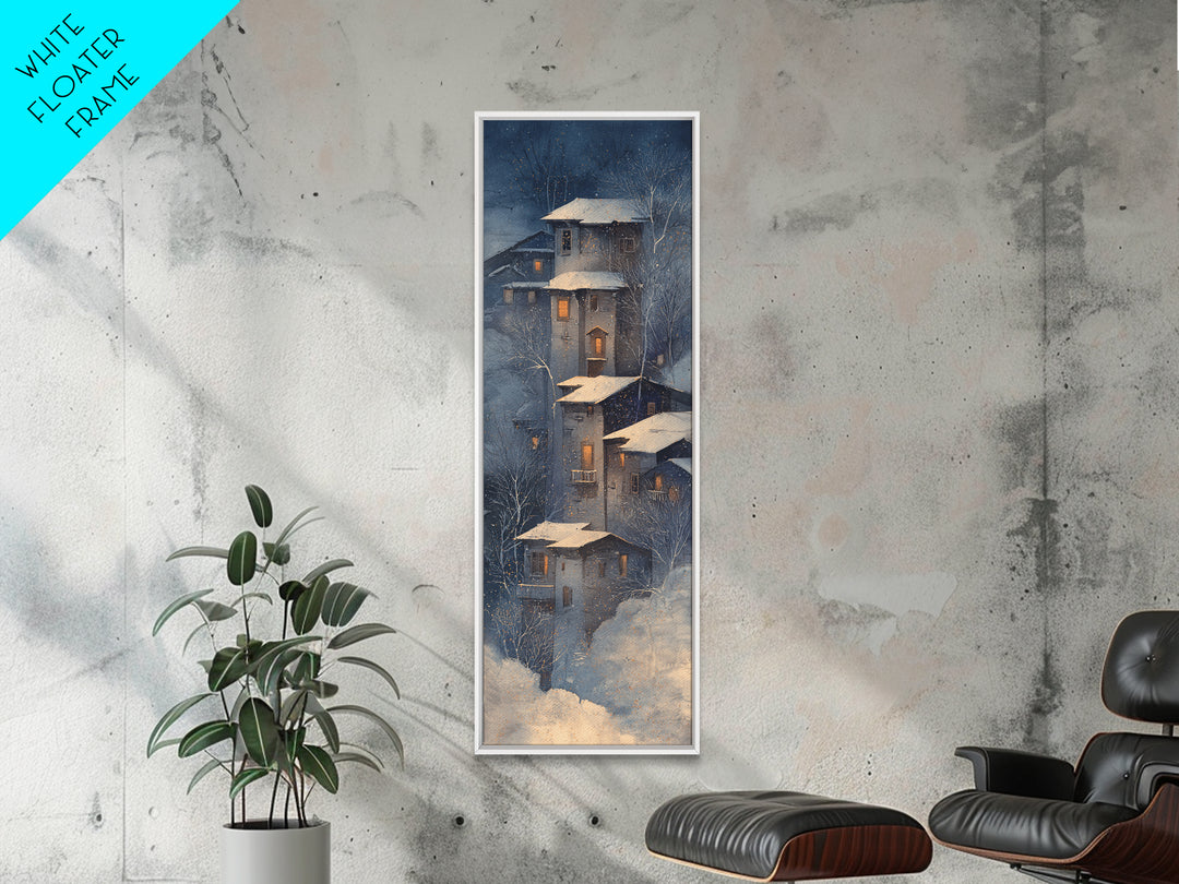 Snowy Village with Warm Glowing Windows Canvas Print, Impressionist Art, Modern Decor, Living Room Decor, Fine Art, Impression, IMP-1x3-49