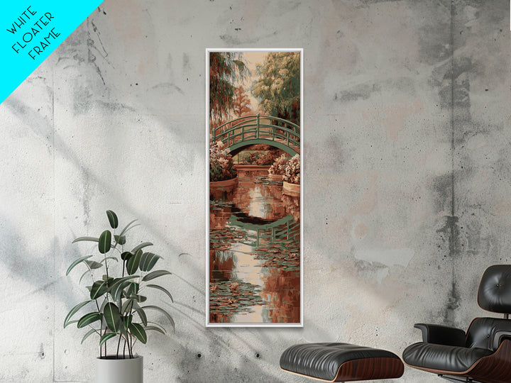 Water Garden Bridge Framed Canvas Print, Impressionist Art, Living Room Art, Living Room Decor, Watercolor Art, Impression, IMP-1x3-54