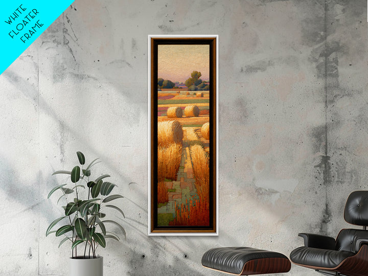 Haystacks Glowing at Golden Hour Framed Canvas Print, Impressionist Art, Living Room Wall Art, Living Room Decor, Impression, IMP-1x3-64