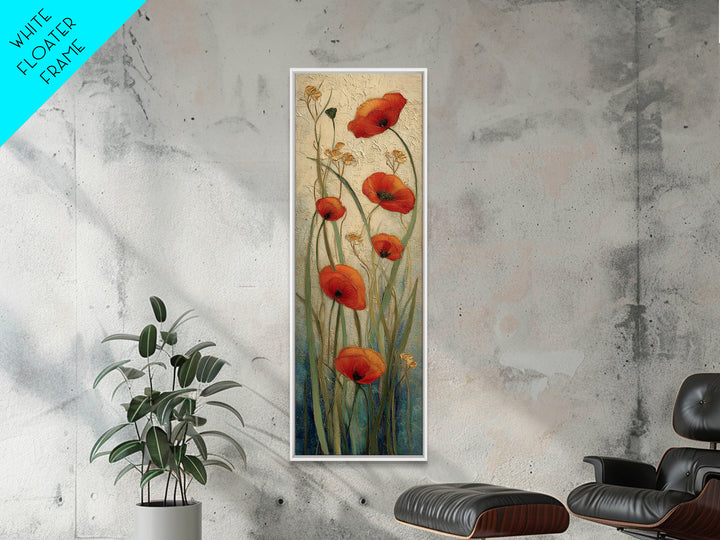 Poppies Blowing Through Green Grass Canvas Print, Impressionist Art, Abstract Painting, Living Room Decor, Fine Art, Impression, IMP-1x3-72
