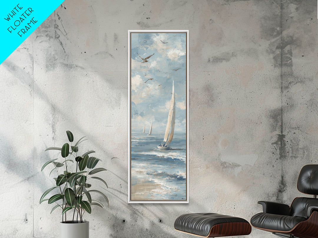 Coastal Beach Figures Framed Canvas Print, Impressionist Art, Colorful Wall Art, Living Room Decor, Fine Art, Impression, IMP-1x3-79