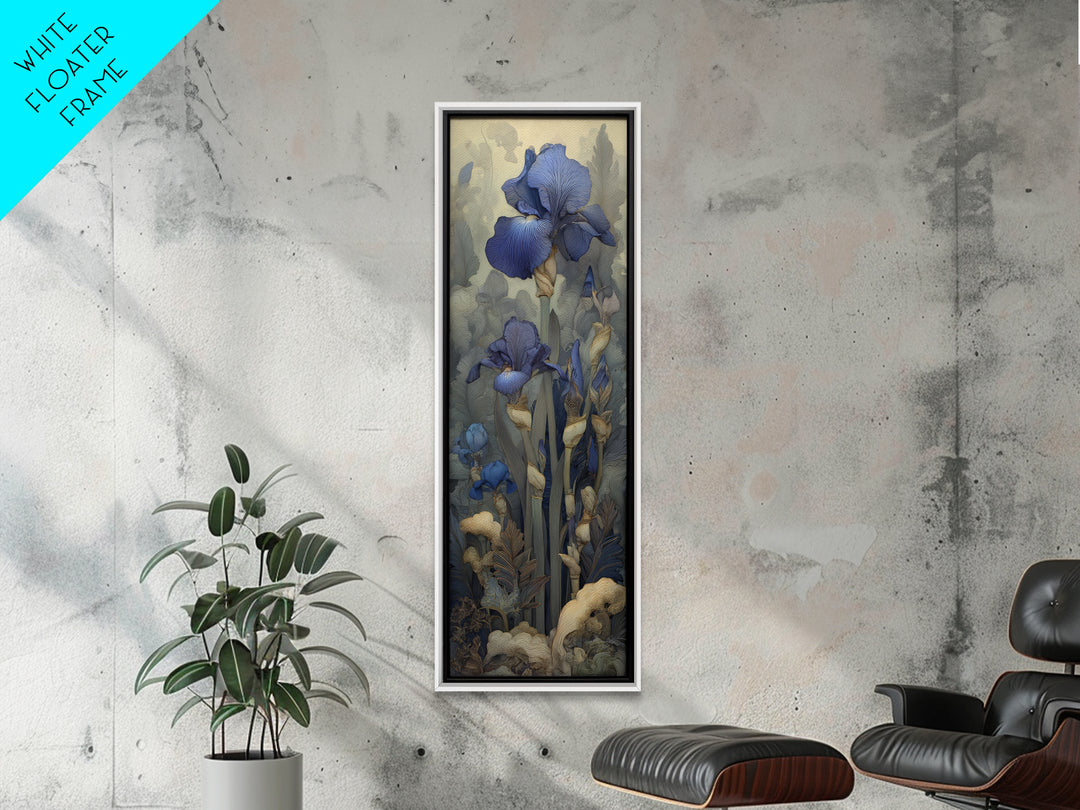 Iris Garden with Blue Violet Strokes Canvas Print, Impressionist Art, Contemporary Art, Living Room Decor, Impression, IMP-1x3-8