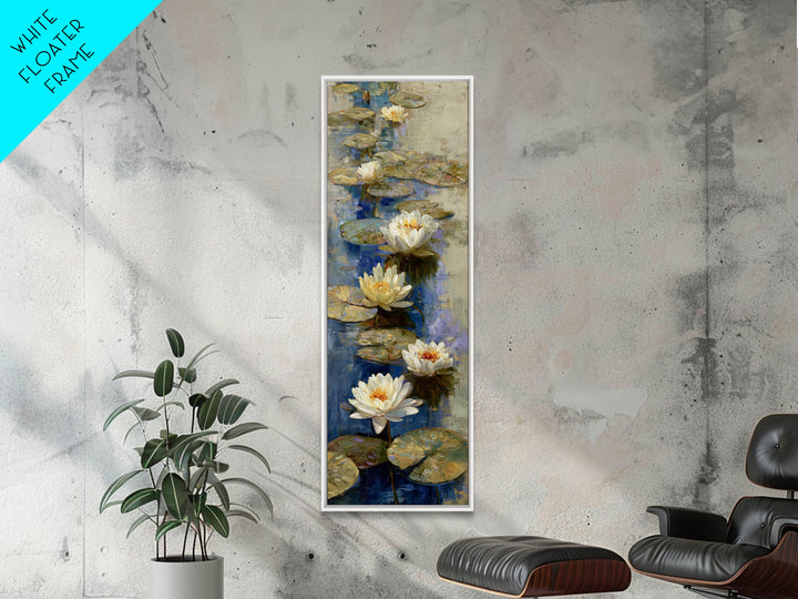 Water Lilies Floating on a Sunlit Pond Canvas Print, Impressionist Art, Bedroom Decor, Living Room Decor, Fine Art, Impression, IMP-1x3-85