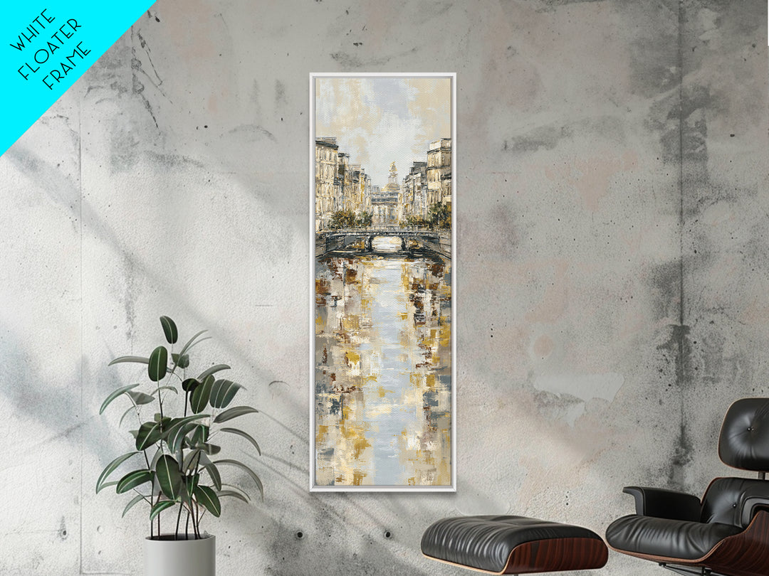 Paris Bridge Reflected Framed Canvas Print, Impressionist Art, Boho Decor, Living Room Decor, Oil Painting, Impression, IMP-1x3-91