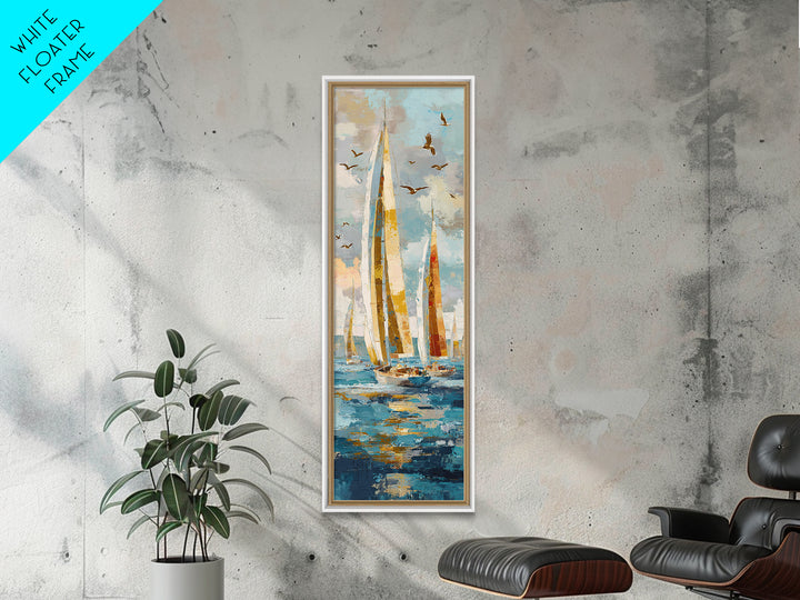 Sailboats on a Bright Sparkling Harbor Canvas Print, Impressionist Art, Original Painting, Living Room Decor, Impression, IMP-1x3-93