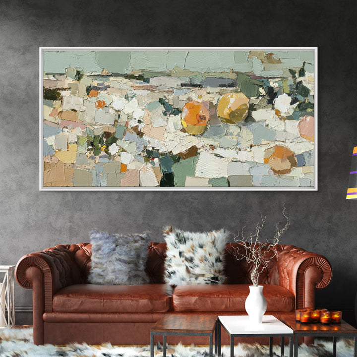 Soft Seaside Cliffs Framed Canvas Print, Impressionist Art, Large Wall Art, Living Room Decor, Impression, Abstract Painting, IMP-2x1-1