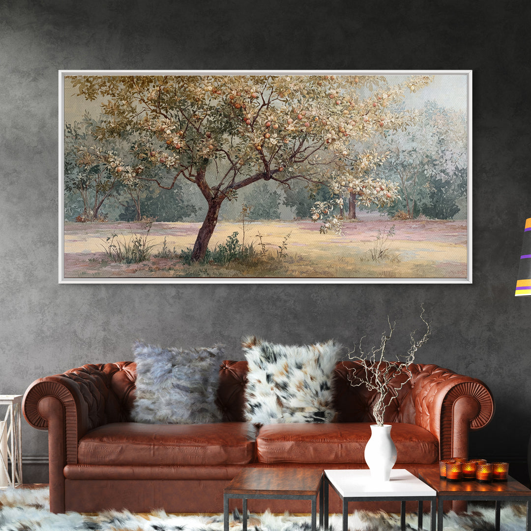 Apple Tree in Summer Orchard Framed Canvas Print, Impressionist Art, Printable Wall Art, Living Room Decor, Impression, IMP-2x1-13